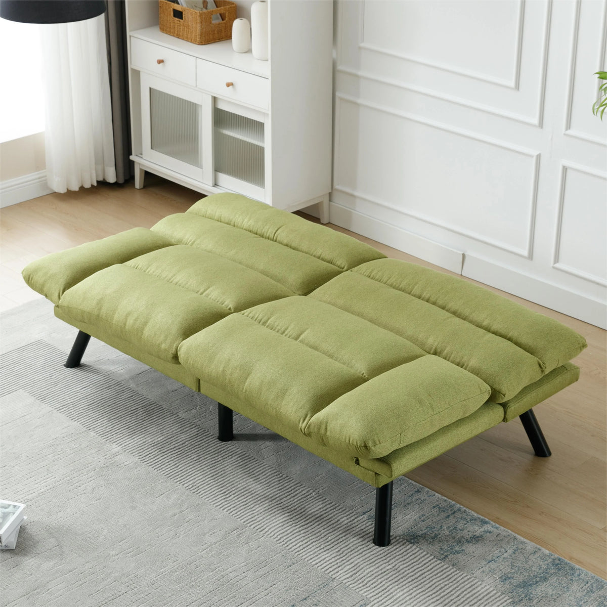 Memory Foam Futon,Convertible Futon Sofa Bed with Adjustable Armrests,Upholstered Futon Couch Sleeper Sofa for Compact Small Space,Rose Red