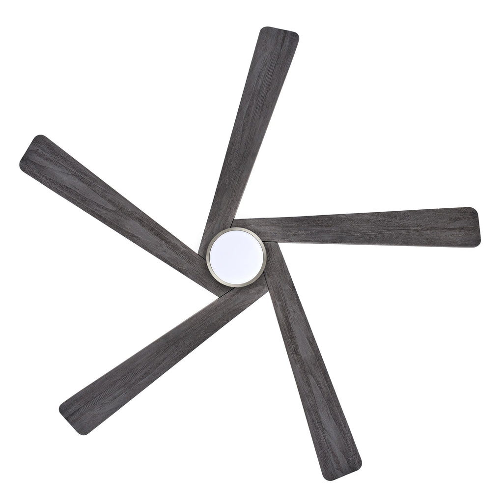 WINGBO 64 Inch DC Ceiling Fan with Lights and Remote Control, 5 Reversible Carved Wood Blades - N/A Matte Black/Walnut