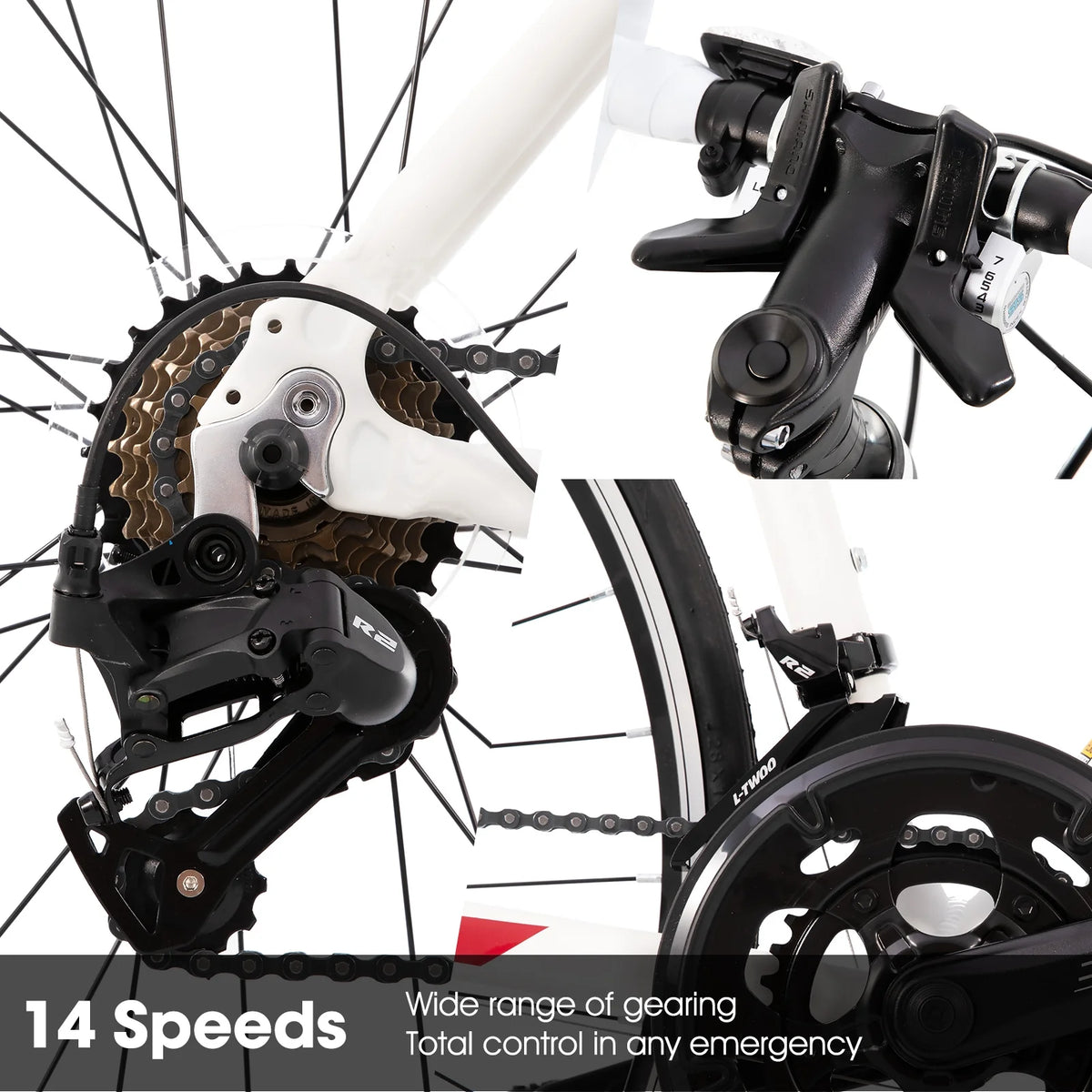 Hiland Road Bike,Shimano 14 Speeds,Light Weight Aluminum Frame,700C Racing Bike for Men