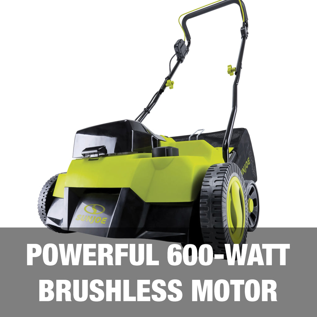 Sun Joe 14" Cordless Brushless Dethatcher + Scarifier, 5 Positions, 2 x 4.0-Ah Batteries & Charger