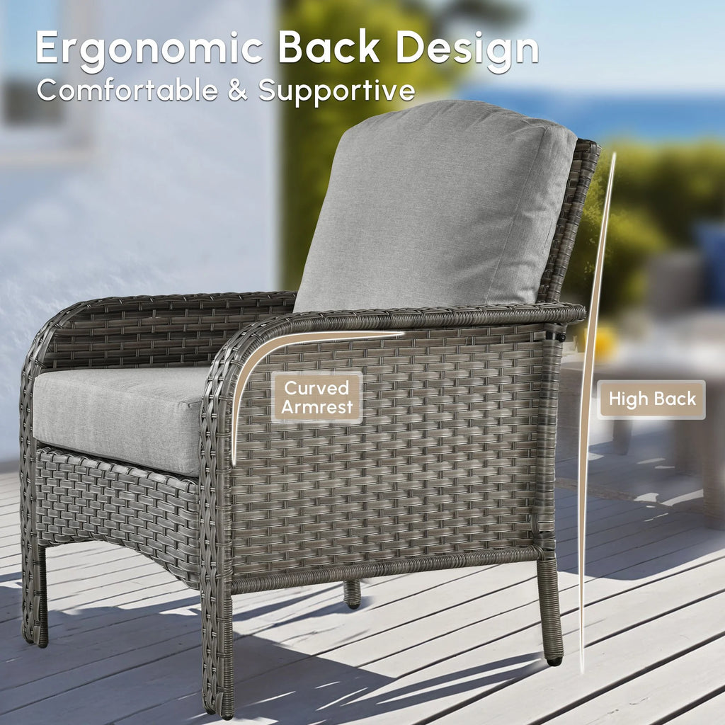 Vcatnet 4 Pieces Outdoor Patio Furniture All-weather Wicker Conversation Set with Coffee Table for Garden,Poolside,Gray