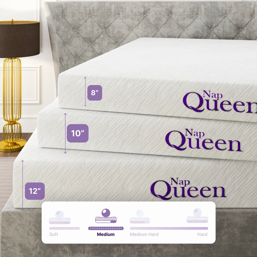 NapQueen Elizabeth 8" Full Mattress, Cooling Gel Infused Memory Foam, Bed in a Box, Adult