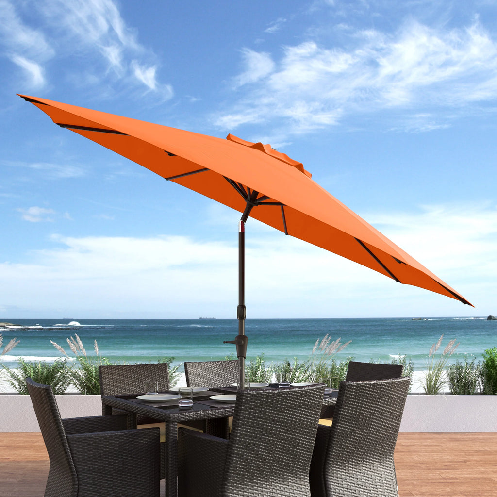 CorLiving 10 Foot Wind Resistant Patio Umbrella, Outdoor Parasol with Crank Tilt, Round Market Umbrella for Patio, Umbrella with Crank, Tilt Umbrella, Outdoor Umbrella, Turquoise