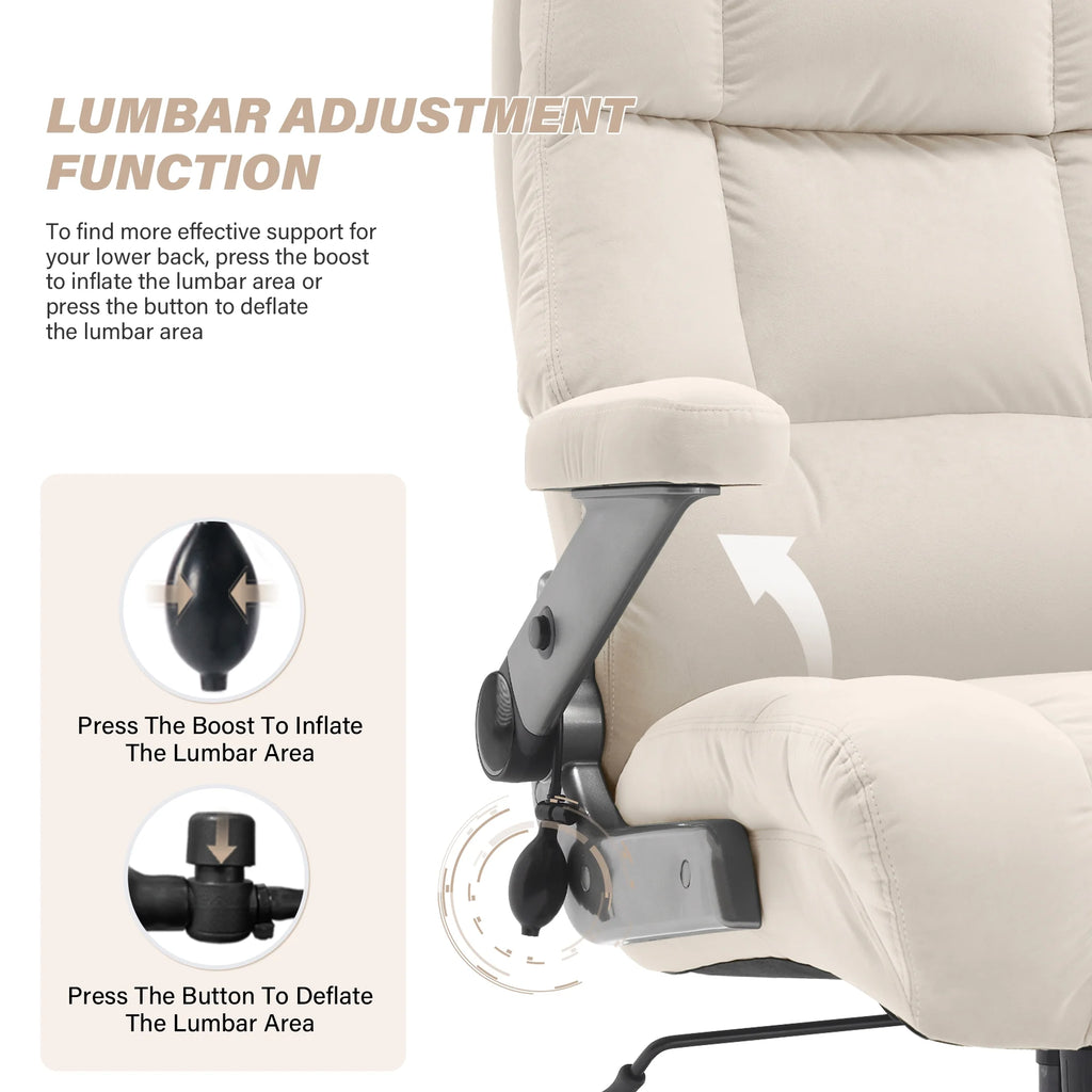 Big and Tall 700lbs Office Chair, Ultra-Soft Fabric Executive Desk Chair, Ergonomic Computer Chair with 3D Flip Up Arms, Adjustable Lumbar Support, Heavy Duty Metal Base and Quiet Rubber Wheel, Black