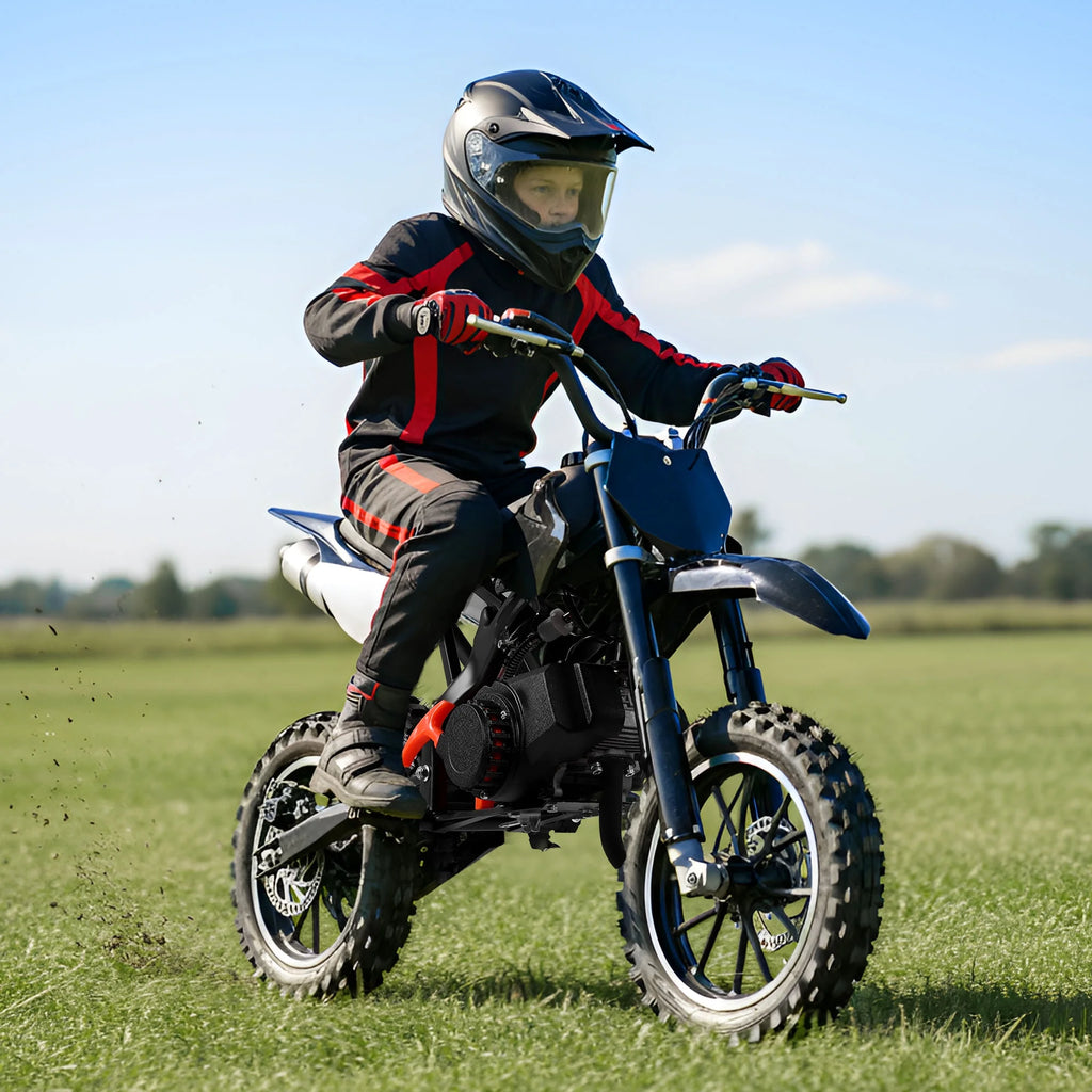 Gpower Gasoline 49cc Dirt Bike for Kids 6-15,2-Stroke Gas Power Mini Dirt Bike,1-Seater,Blue