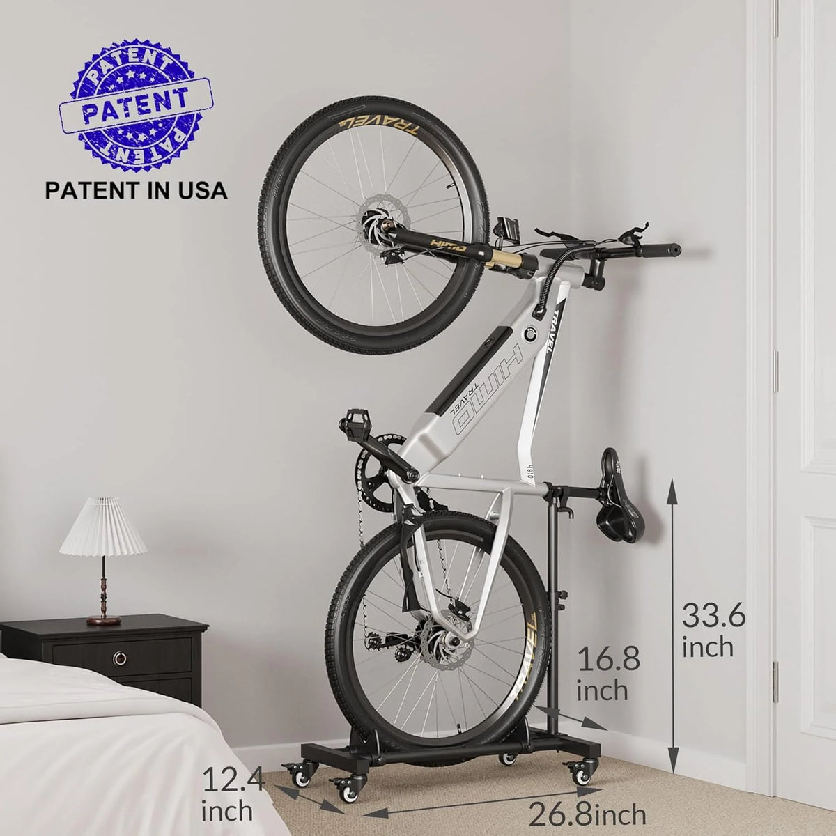 Vertical Bike Stands (2 Pack)��Standing Bike Rack for Garage Floor��Upright Bicycle Floor Stand Indoor Bike Holder with Adjustable Height for Garage & Apartment - for Wheels Sizes up to 29��