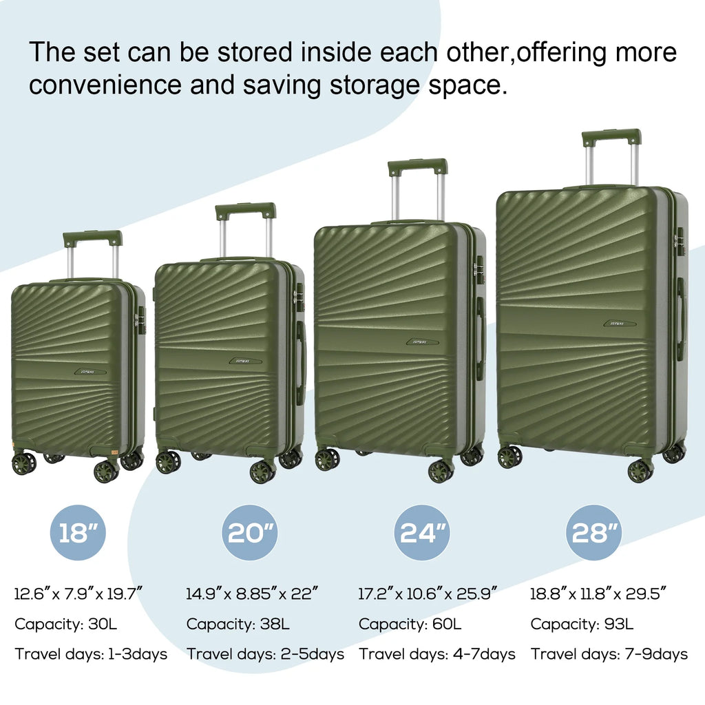Joyway 6-Piece Hardside Luggage Set with Spinner Wheels and TSA Lock, Lightweight Carry-On Luggage Set for School, Travel, Weekend (Black)