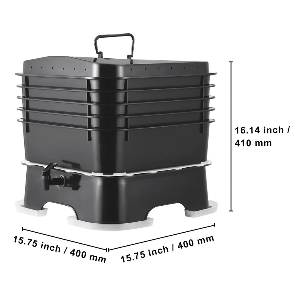 KFFKFF 5-Tier Worm Recycler, 50 L Indoor and Outdoor Worm Composting Container, Eco-Friendly Worm Cultivation Set, for Repurposing Kitchen Scraps, Worm Excreta, Worm Liquid