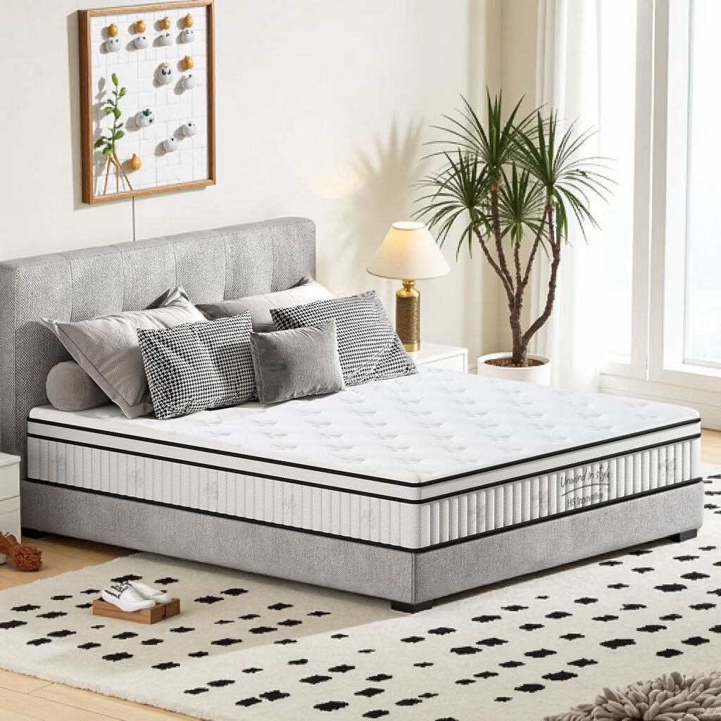 12 Inch Hybrid Queen Mattress - Medium Firm Support, Pocket Coils & Pressure Relief, Hypoallergenic Bed-in-a-Box