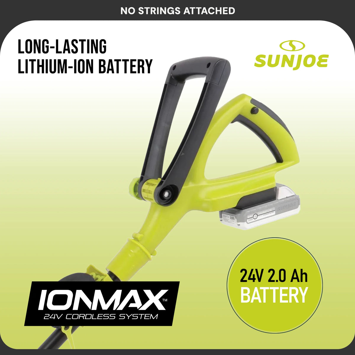 Sun Joe 10�� Stringless Lawn Trimmer, Battery Charger, SharperBlade, Green, 24V-SB10-LTE