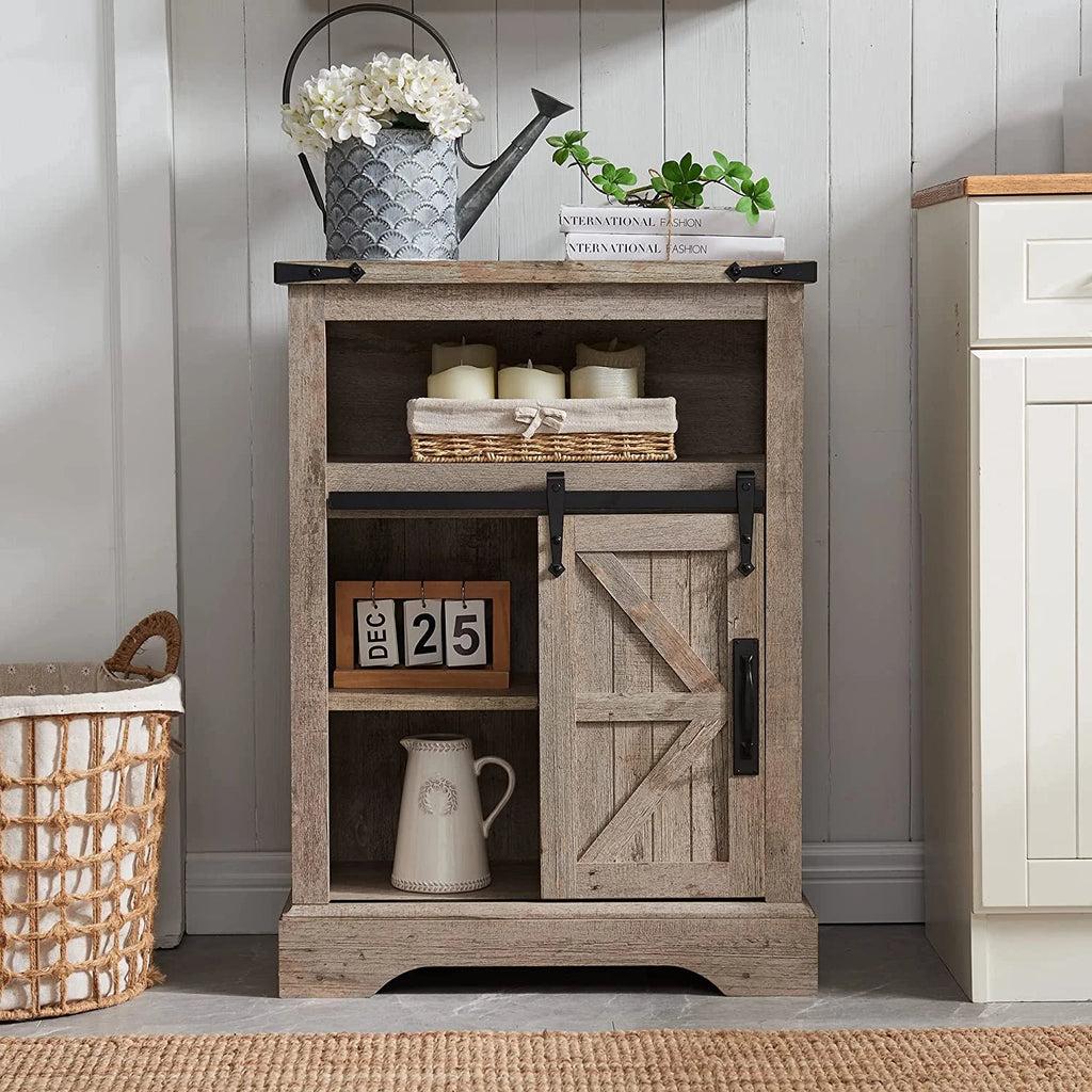 OKD Farmhouse Bathroom Storage Cabinet with 3 Drawers and Adjustable Shelves Wooden Rustic Accent Entryway Cupboard, Antique White