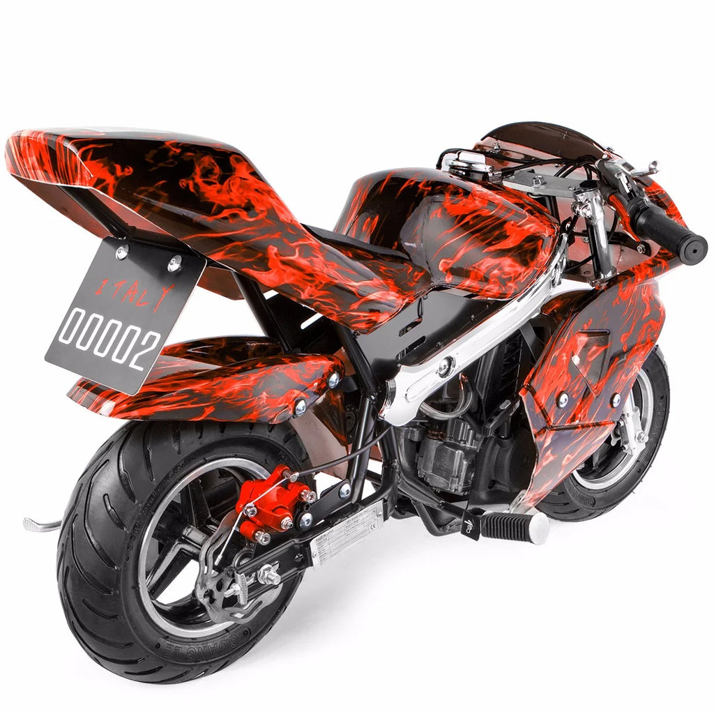 XtremepowerUS 40cc 4-Stroke Pocketbike, EPA Gas Motorbike for Kids, Dual Brake, Ride On Toy, Blue