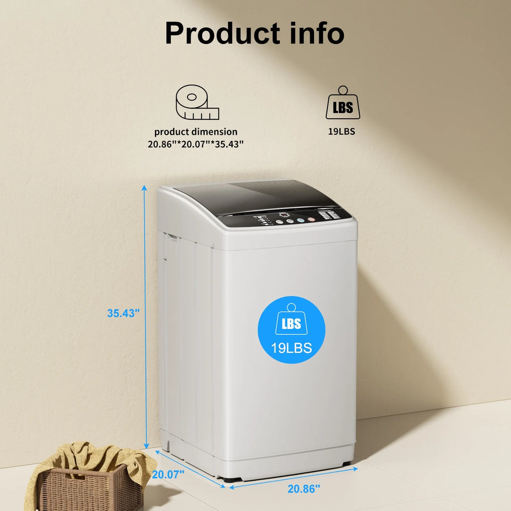 TABU Washer and Dryer Set, 17.6LBS Full Automatic Washing Machine & 8.8LBS Portable Dryer (Gray&White)