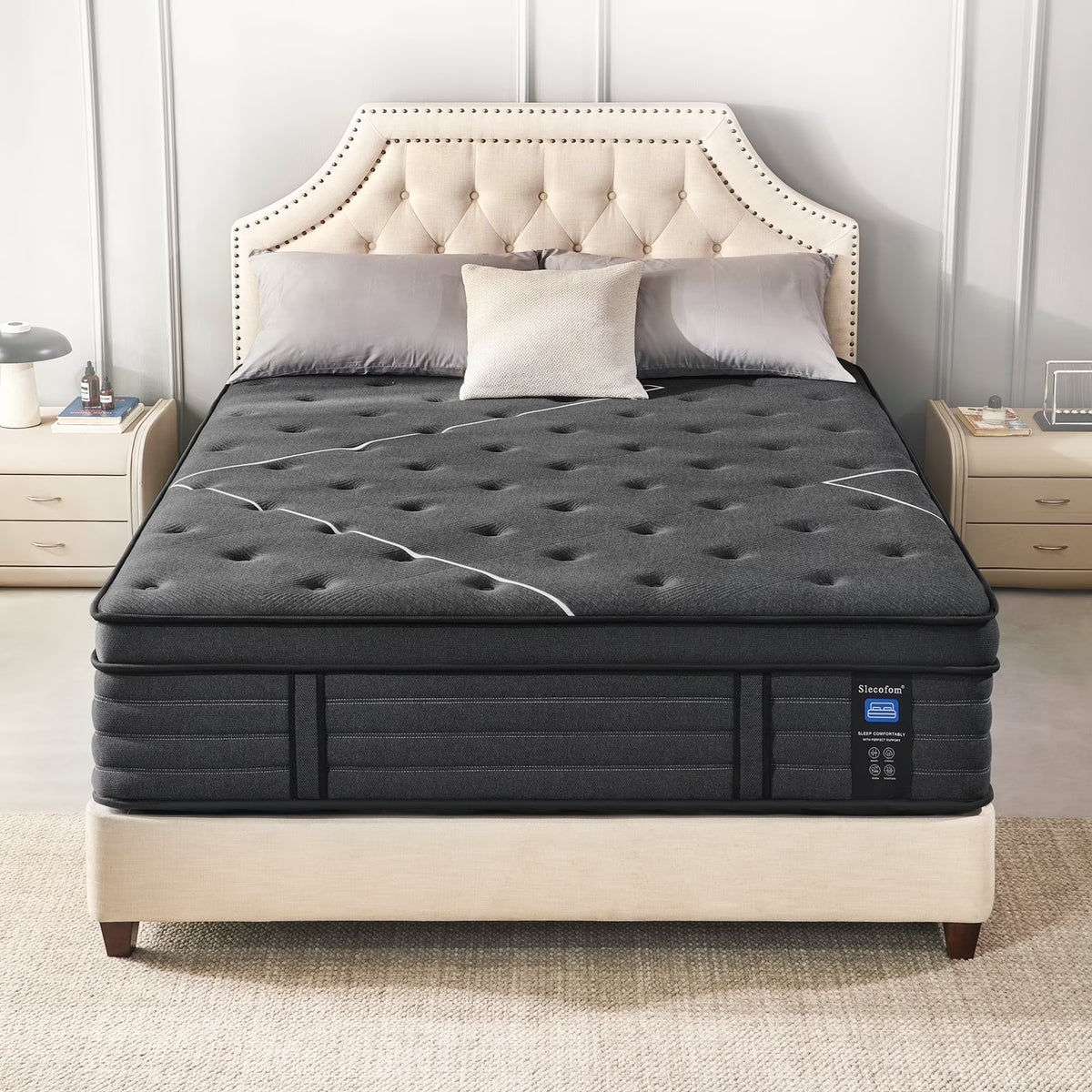 Extra Firm Twin Mattress, 14 Inch Twin Size Mattress, Hybrid Mattress in a Box with Foam Encased Edge Line, Firm Edge Support, Cooling Sleep & Pressure Relief, with Motion Isolation
