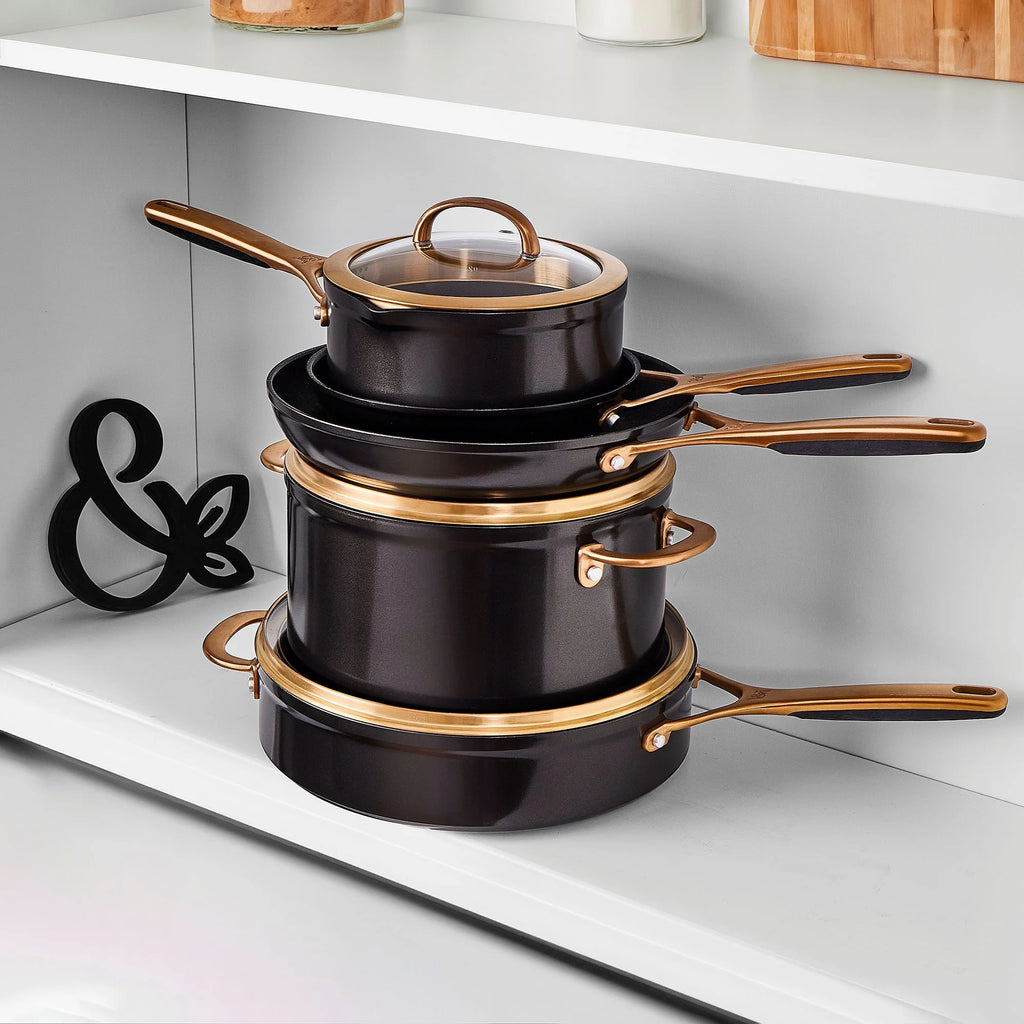 Thyme & Table Supreme 12-Piece Non-Stick Cookware Set, Pots and Pans Set- Bronze