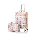 COTRUNKAGE Vintage Trunk Luggage Set TSA Lock Carry On Suitcase for Women (13" & 20", Pink Floral)