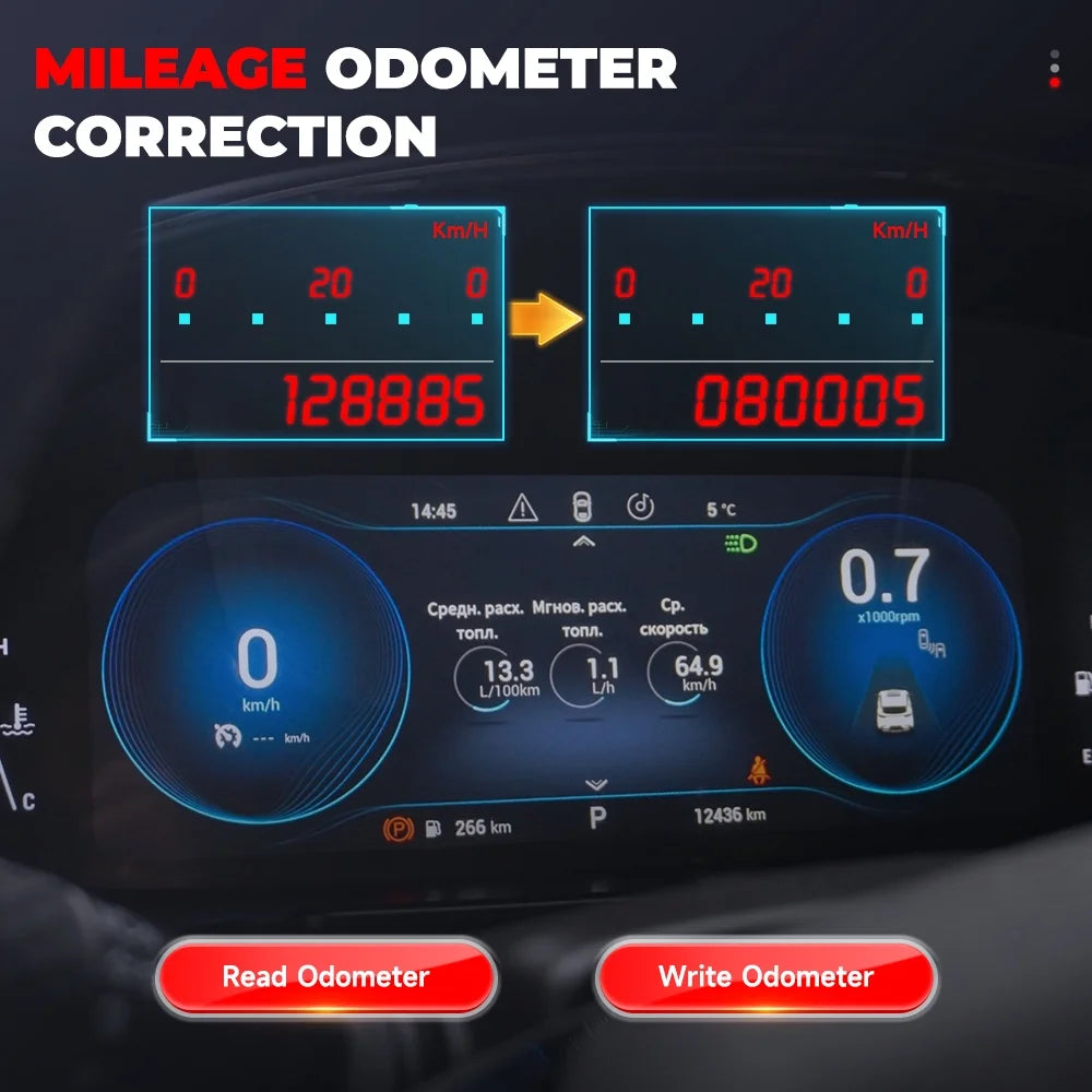 ANCEL DM500 Car OBD2 Scanner Mileage Adjustment Odometer Correction Oil Tool