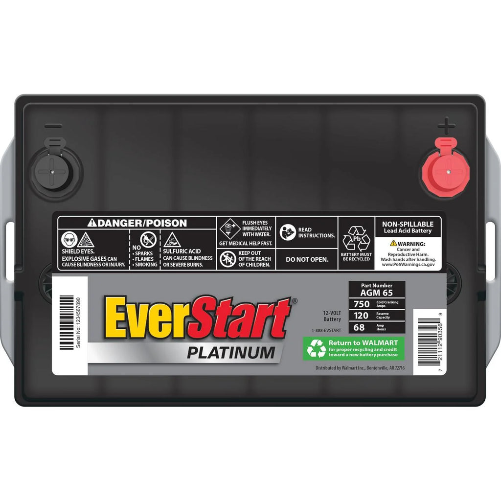 EverStart Platinum BOXED AGM Battery, Group Size 65 12 Volt, 750 CCA