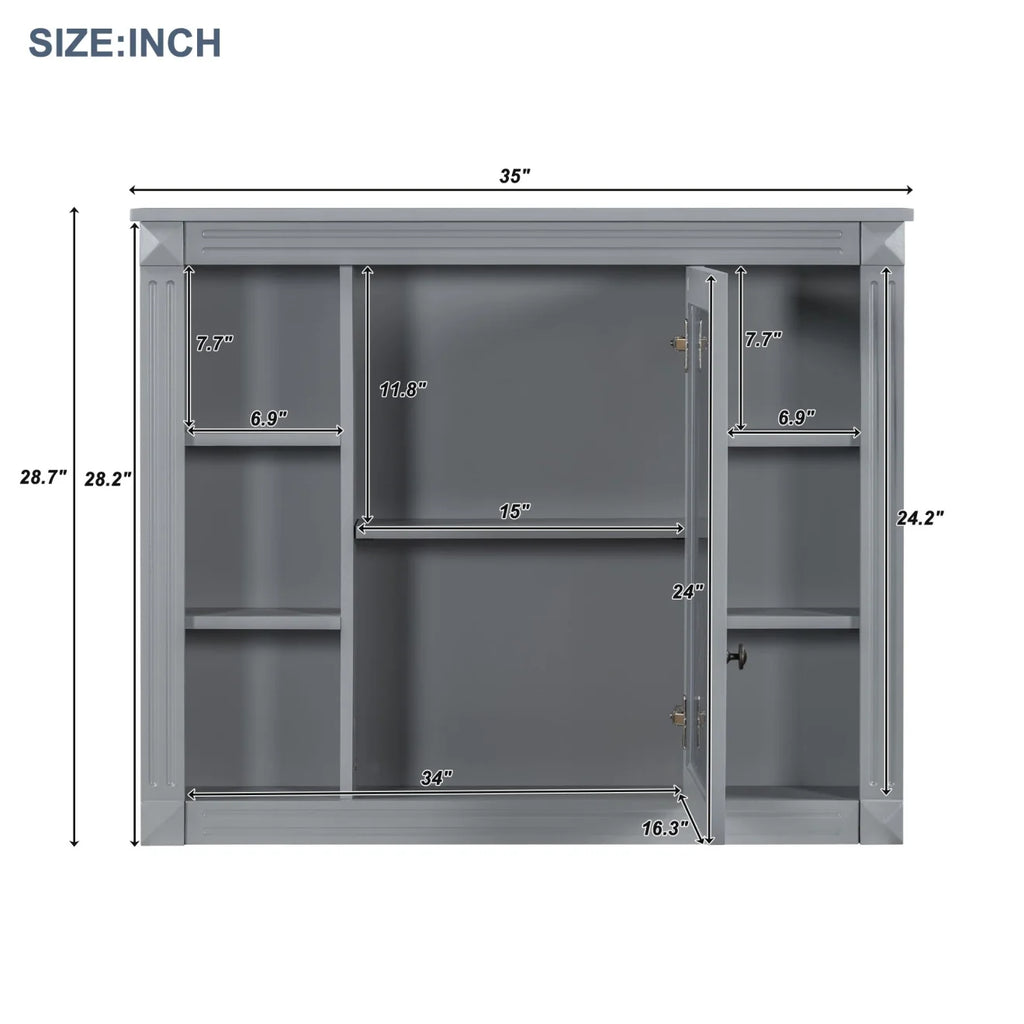 Modern Bathroom Cabinet Set with Top Sink,  Bathroom Vanity with Wall Mounted Bathroom Storage Cabinet, 2 Soft Closing Doors, 2 Drawers, Water-Resistant Paint, Grey