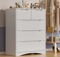 Aiho 5 Drawer Dresser for Bedroom, Office, Living Room - White
