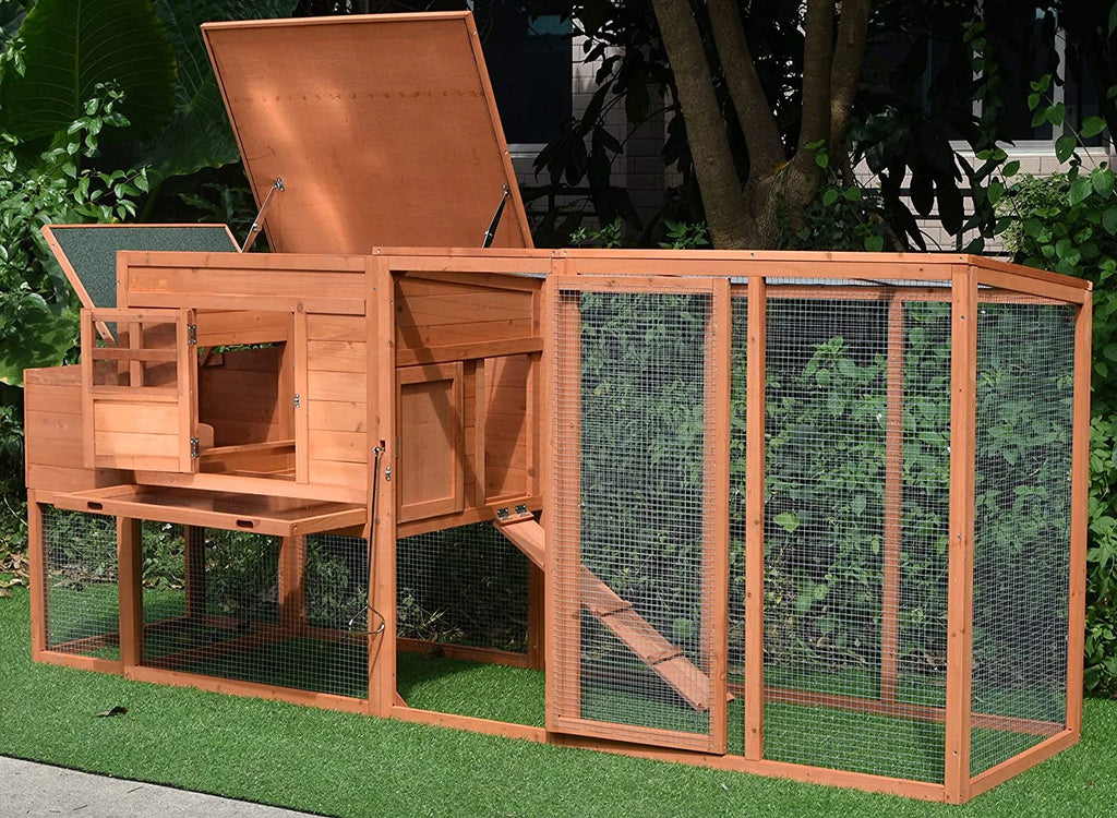98" Backyard Wood Chicken Coop 2-4 Large Chickens Hen House Run with Nesting Box