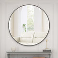 48" Round Mirror, Wall Circle Mirrors with Metal Framed, Circular Vanity Mirror Dressing Mirror for Bathroom, Living Room, Bedroom Wall Decor, Black
