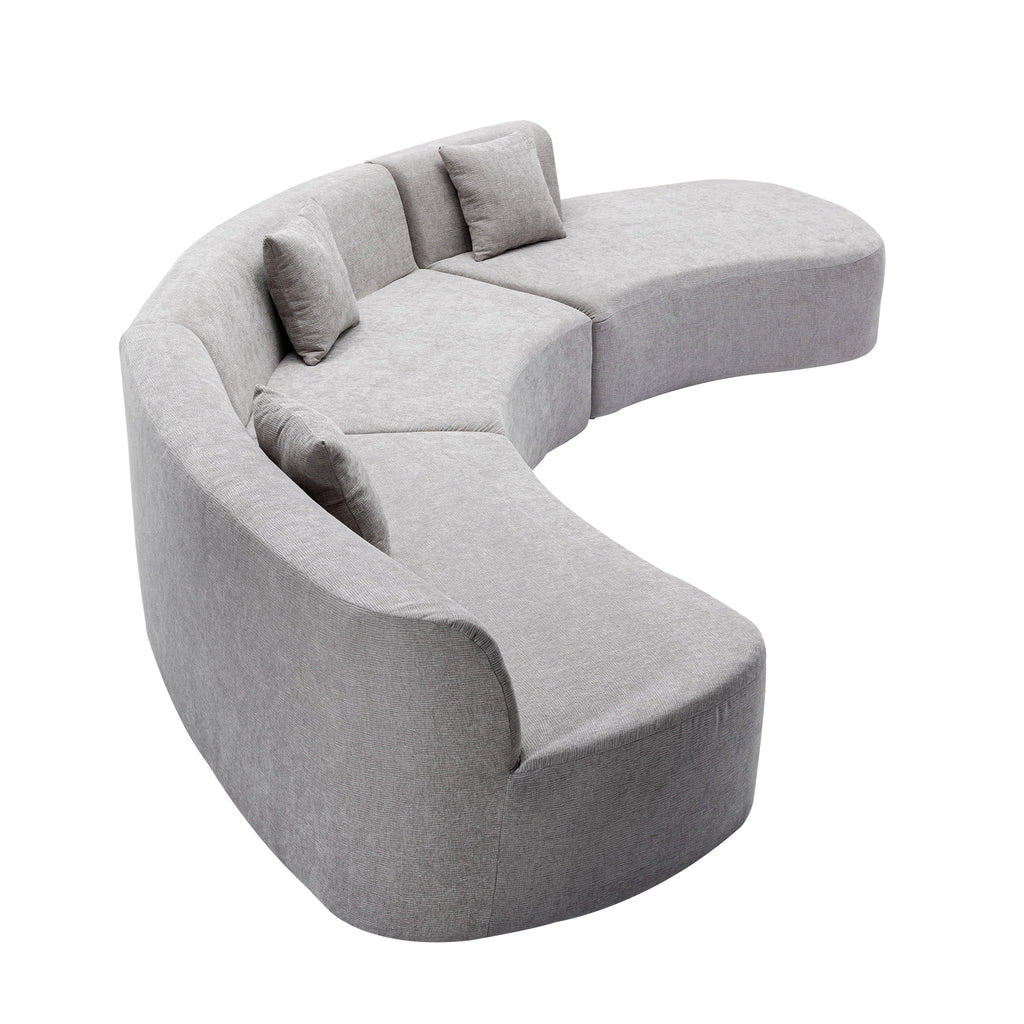 Harper & Bright Designs Modern Curved Floor Sofa Set, Modular Sectional Sponge Couch for Living Room, 2 PC Free Combination No Assembly Foam-Filled Sofa, Beige