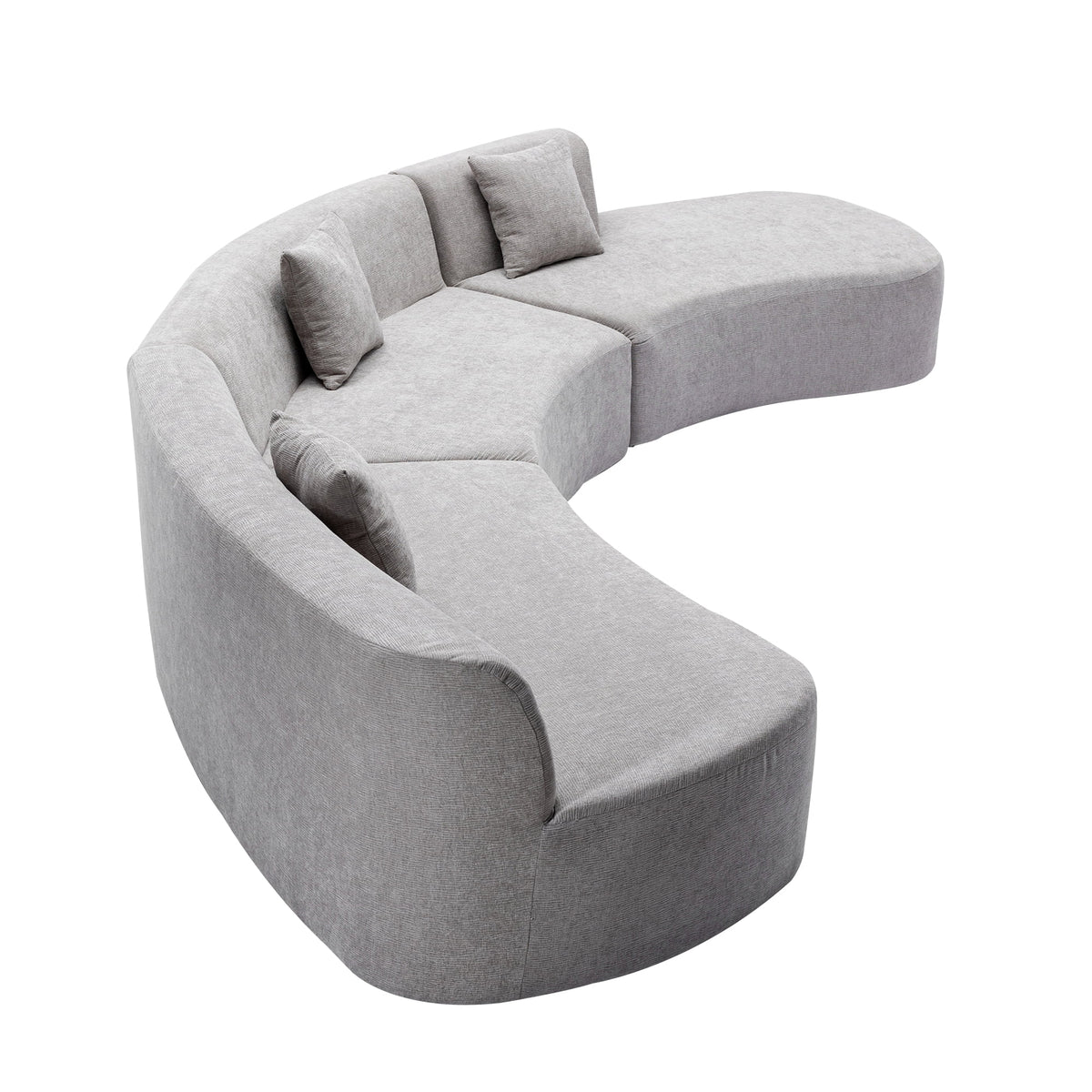 Harper & Bright Designs Modern Curved Floor Sofa Set, Modular Sectional Sponge Couch for Living Room, 2 PC Free Combination No Assembly Foam-Filled Sofa, Beige