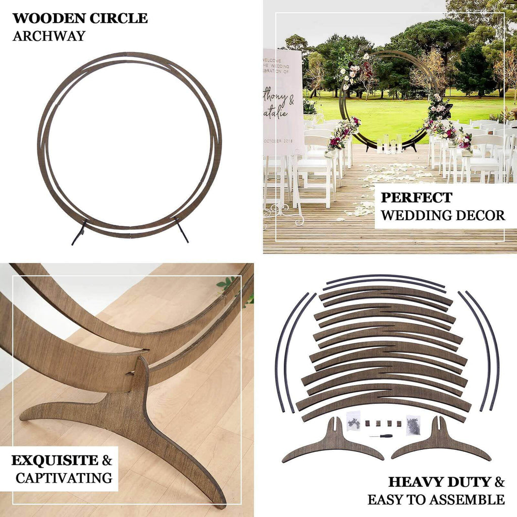 Efavormart 7FT Rustic Square Wedding Arch Wooden Backdrop Stand, Wedding Ceremony Arch - Brown