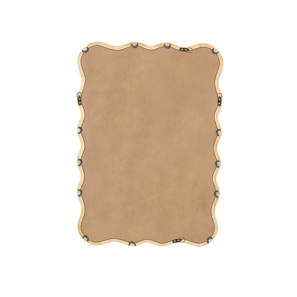 Solid Wood Wavy Frame Modern Mirror - 40x28 Inches Durable Farmhouse Wall Decor for Bathroom, Living Room & Entryway with Easy Install