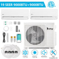 Ktaxon 2 Zone 9000 + 9000 BTU WIFI Mini Split AC/Heating System, 19 SEER2 Dual Zone 18000 BTU Ductless Split Air Conditioner with Pre-Charged Condenser, Heat Pump & 25Ft Installation Kit, 208-230V