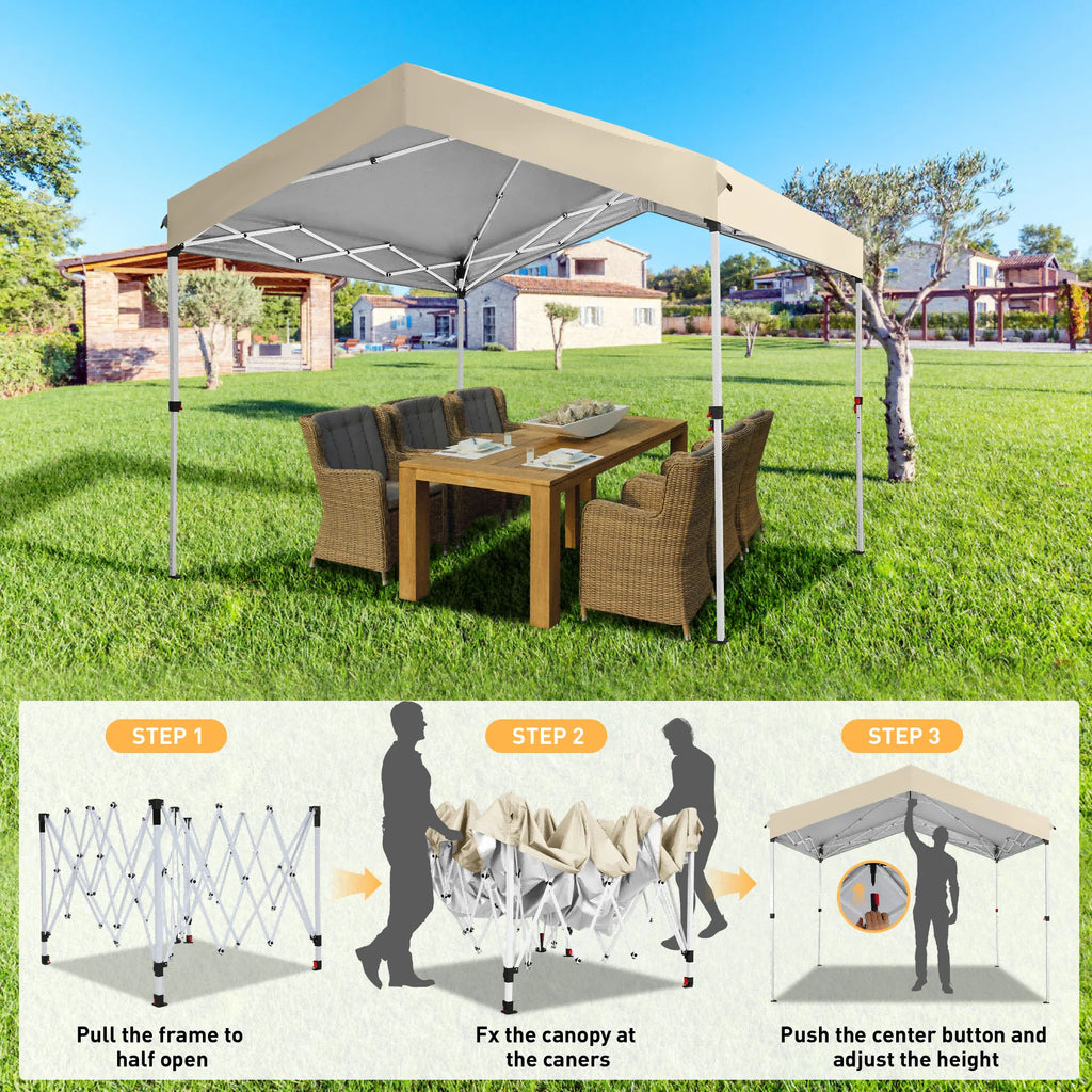 Hoteel Carport Canopy 10x20 Pop Up Shelter with Instant 1-Button Push Center Lock, UV Resistant All-Weather Cover with 2 Sidewalls, Heavy Duty Waterproof Canopy Tent for Cars, Trucks, Boats, White