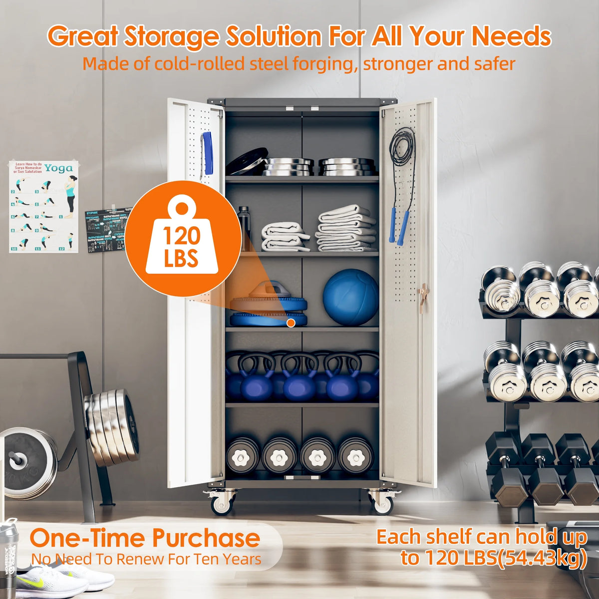 SUPEER 71" Metal Storage Cabinets with Wheels and Pegboards, Industrial Cabinet with 2 Drawers and 2 Adjustable Shelves,, Assembly Required