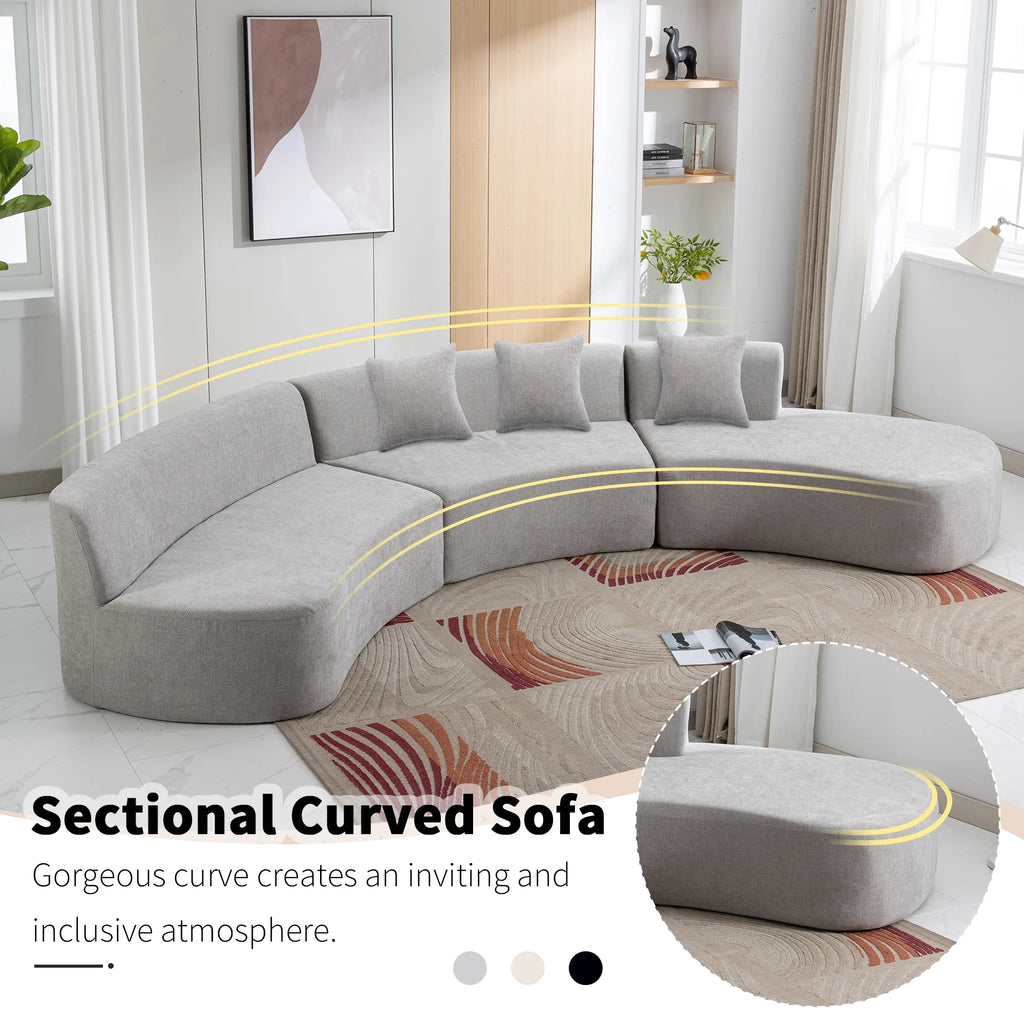 Harper & Bright Designs Modern Curved Floor Sofa Set, Modular Sectional Sponge Couch for Living Room, 2 PC Free Combination No Assembly Foam-Filled Sofa, Beige