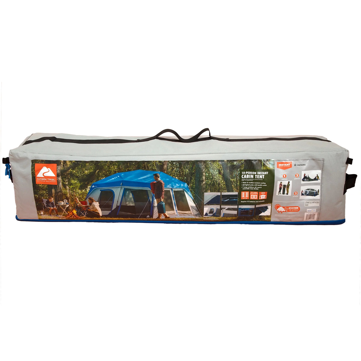 Ozark Trail 8' x 7' 4-Person Instant Cabin Tent with LED Lighted Hub, 19 lbs