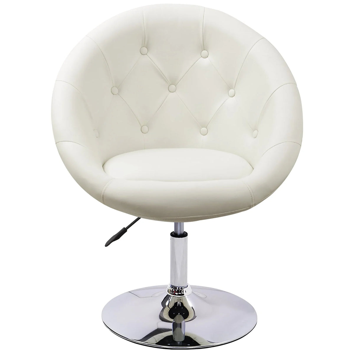Duhome Modern Vanity Make-up Accent Chair PU Leather Desk Chair Round Swivel Tufted Adjustable Lounge Chair for Bedroom White