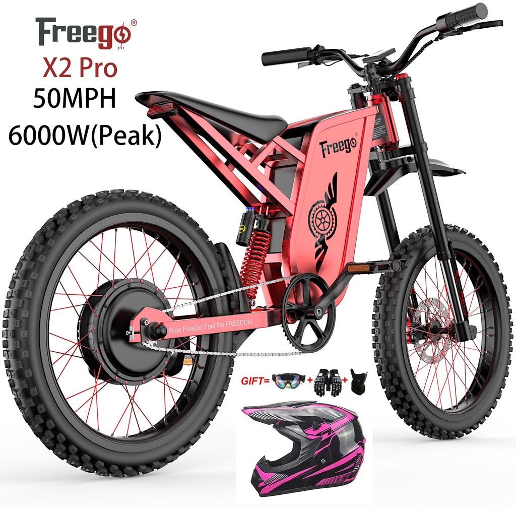 6000W(Peak) Motor 60V/35Ah Battery, Freego X2Pro Electric Motorcycle for Adults, Electric Bike  50MPH/7 Speed Off Road Electric Bicycle,19x2 Full Suspension/Four-Piston Hydraulic Brake UL2849MTB