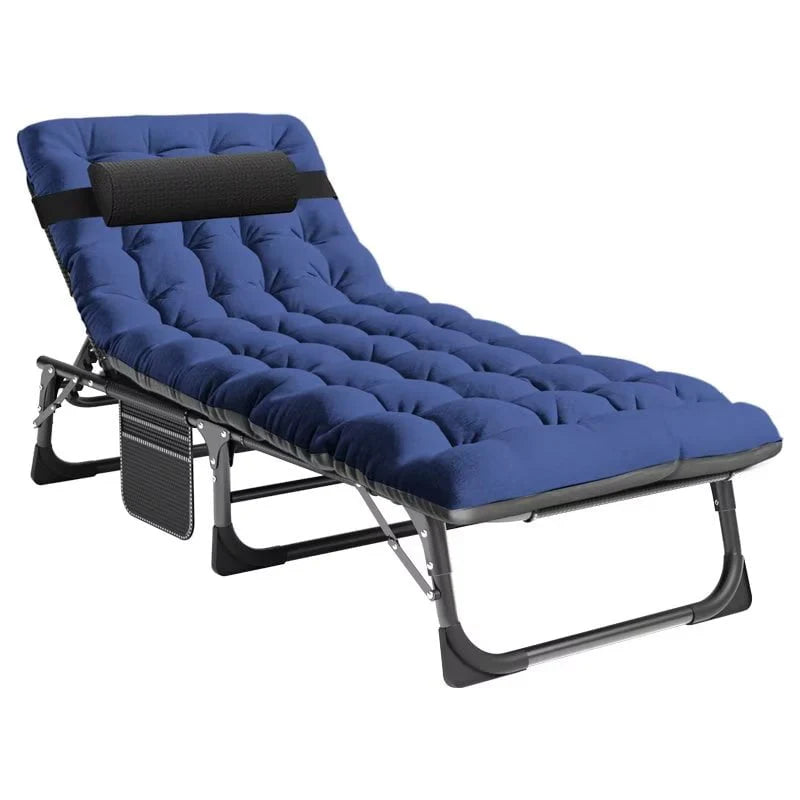 Docred 5-Fold Camping cot for Adults & Kids, Adjustable 4 Fold Reclining Folding Lounge Chairs , 2-Sided Mattress with Pillow, Portable Intdoor Folding Sleeping Cots Bed
