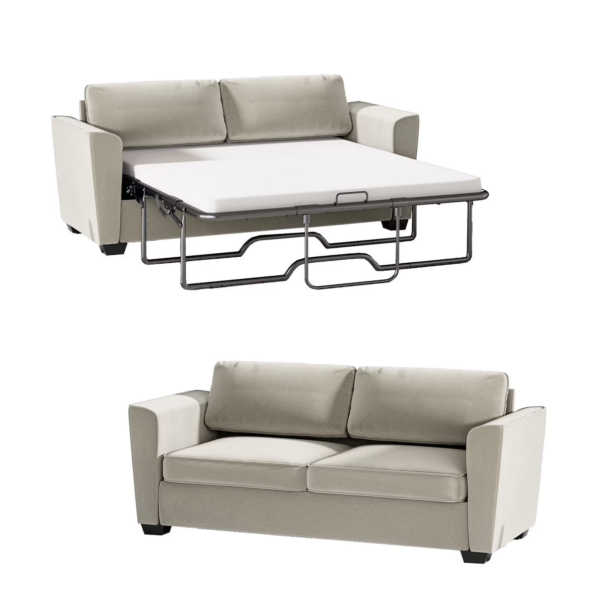 Mjkone Queen Pull Out Sofa Bed,Loveseat Sleeper Sofa with Mattress,2-in-1 Convertible Sleeper Couch,Dark Grey