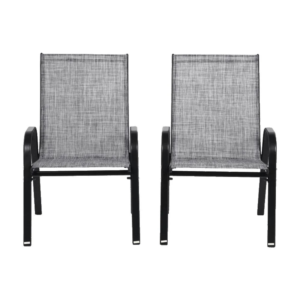 4 Piece Patio Chairs, Outdoor Camping Chairs with Breathable Textilene Fabric, Set of 2 Garden Chairs with Armrest High Backrest for Garden Patio Pool Beach Yard Space Saving ( Brown)