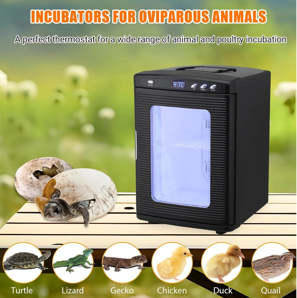 25 L Laboratory Incubator, Portable Reptile Science Laboratory Incubator, Digital Temperature Controlled 10��C-60��C (72��F to 140��F), Reptile Egg Incubator with AC&DC Power for Small Reptiles White