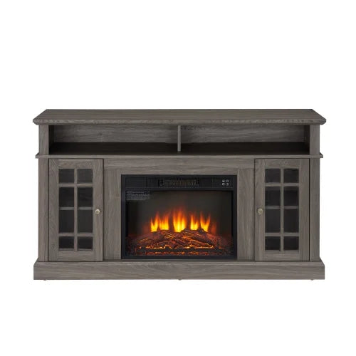 TV Stand with Fireplace, 58" Electric Fireplace Heater TV Stand for 65" TVs, Wood Fake Fireplace Heater, Dark Walnut Electric Fireplace Entertainment Center