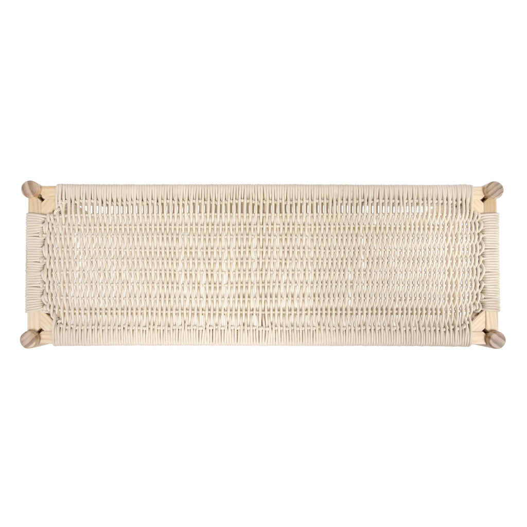 Main + Mesa Fernway Solid Wood and Woven Rope Entryway Bench, Moss Green