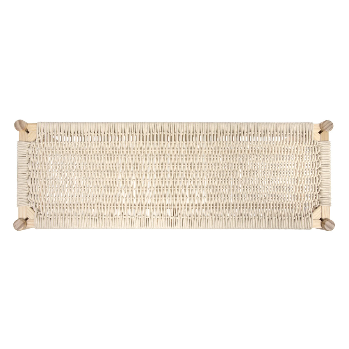 Main + Mesa Fernway Solid Wood and Woven Rope Entryway Bench, Moss Green