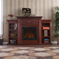 Southern Enterprises SEI Furniture Fredricksburg Wood Electric Fireplace with Bookcases in Brown