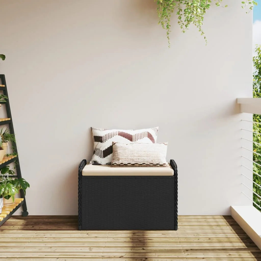 vidaXL Storage Bench with Cushion Outdoor Garden Seat Furniture Poly Rattan