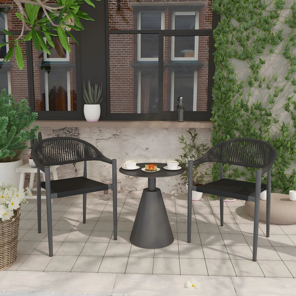 Vmopu New Set of 4 Gray Outdoor  Stackable Dining Chair, PE Rattan for Bistro Restaurant Garden