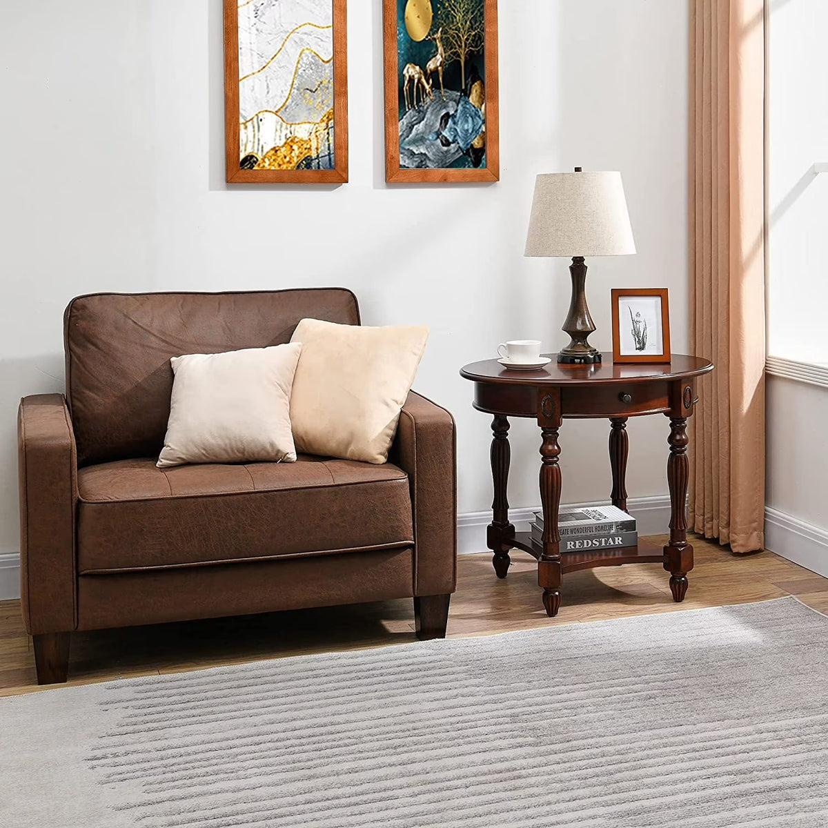 Solid Wood Coffee Table Console Table with Storage Drawer Square Side Table End Tables