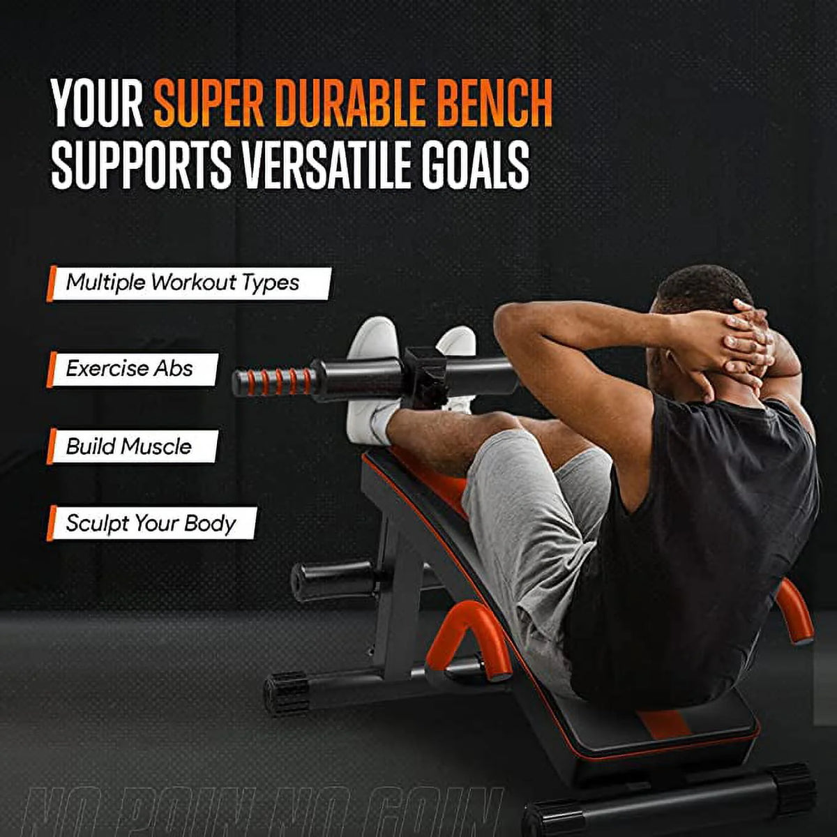 Squatz adjustable Sit-up Bench - Supine Board With Handrail for Abdominal Training, Five Adjustment Levels