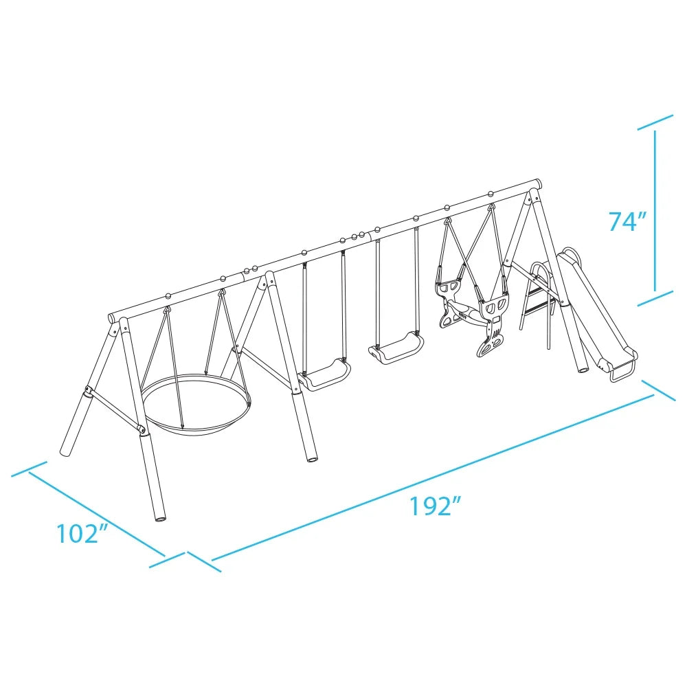 XDP Recreation All Star Playground Metal Swing Set for up to 7 Children